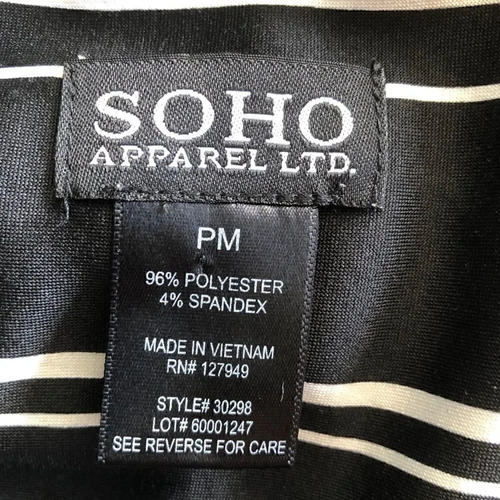 SOHO PM Black & White Striped Career Workwear Shift Dress